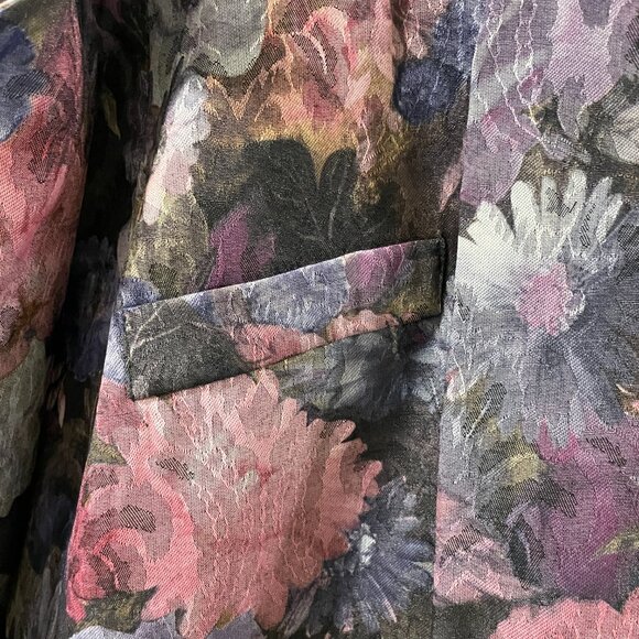 FITTING IMAGE Vintage Floral Blazer Style #28818W, Burgundy/Black Multi - 18W - Picture 5 of 7